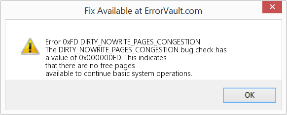 DIRTY_NOWRITE_PAGES_CONGESTION 수정(오류 오류 0xFD)