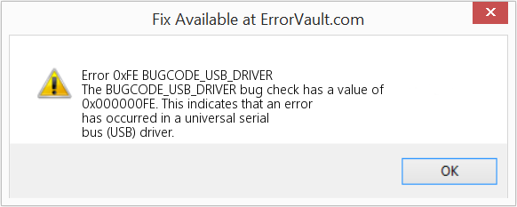 BUGCODE_USB_DRIVER 수정(오류 오류 0xFE)