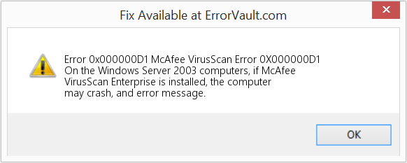 McAfee VirusScan 오류 0X000000D1 수정(오류 오류 0x000000D1)