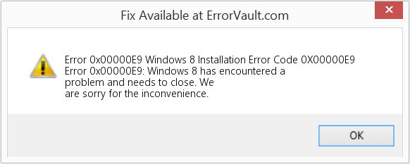 다운로드 오류 <?php echo $number; ?> (Windows 8 설치 오류 코드 0X00000E9) 복구 도구 Windows 8 설치 오류 코드 0X00000E9 수정(오류 오류 0x00000E9)
