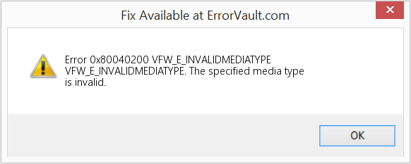 VFW_E_INVALIDMEDIATYPE 수정(오류 오류 0x80040200)