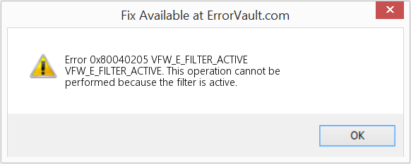 VFW_E_FILTER_ACTIVE 수정(오류 오류 0x80040205)