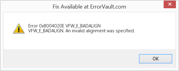 VFW_E_BADALIGN 수정(오류 오류 0x8004020E)