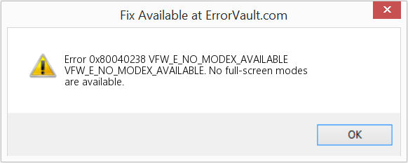 VFW_E_NO_MODEX_AVAILABLE 수정(오류 오류 0x80040238)