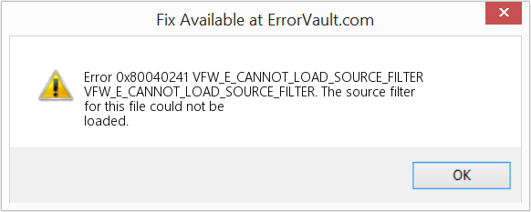 VFW_E_CANNOT_LOAD_SOURCE_FILTER 수정(오류 오류 0x80040241)