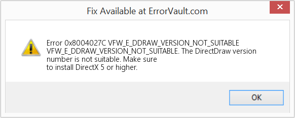 다운로드 오류 <?php echo $number; ?> (VFW_E_DDRAW_VERSION_NOT_SUITABLE) 복구 도구 VFW_E_DDRAW_VERSION_NOT_SUITABLE 수정(오류 오류 0x8004027C)