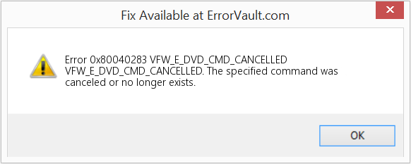 VFW_E_DVD_CMD_CANCELLED 수정(오류 오류 0x80040283)
