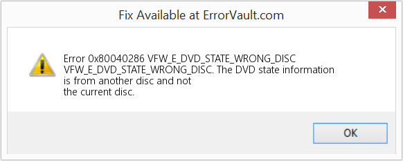 VFW_E_DVD_STATE_WRONG_DISC 수정(오류 오류 0x80040286)