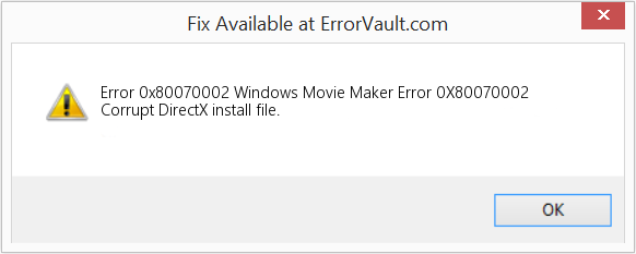 Windows 무비 메이커 오류 0X80070002 수정(오류 오류 0x80070002)