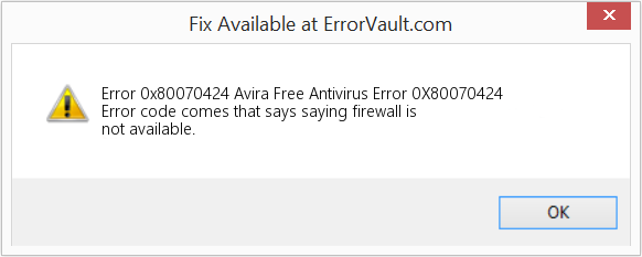 Avira 무료 바이러스 백신 오류 0X80070424 수정(오류 오류 0x80070424)