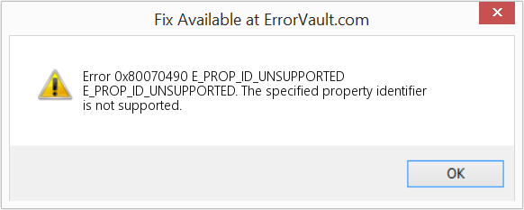 E_PROP_ID_UNSUPPORTED 수정(오류 오류 0x80070490)