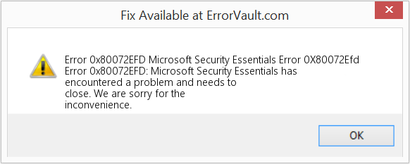 Microsoft Security Essentials 오류 0X80072Efd 수정(오류 오류 0x80072EFD)