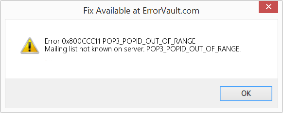 POP3_POPID_OUT_OF_RANGE 수정(오류 오류 0x800CCC11)