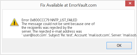 NNTP_LIST_FAILED 수정(오류 오류 0x800CCC79)