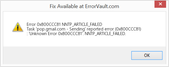 NNTP_ARTICLE_FAILED 수정(오류 오류 0x800CCC81)