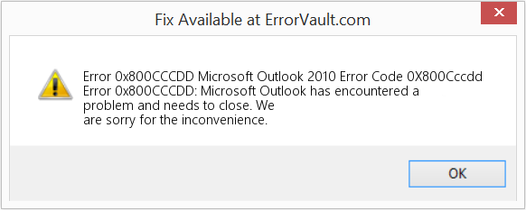 Microsoft Outlook 2010 오류 코드 0X800Cccdd 수정(오류 오류 0x800CCCDD)