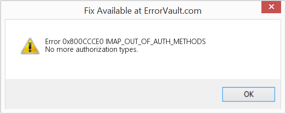 IMAP_OUT_OF_AUTH_METHODS 수정(오류 오류 0x800CCCE0)