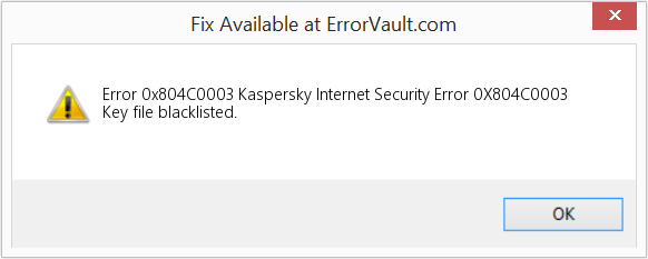 Kaspersky Internet Security 오류 0X804C0003 수정(오류 오류 0x804C0003)