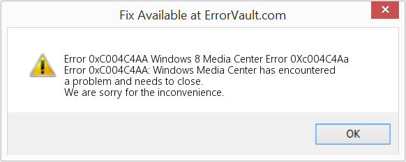 Windows 8 미디어 센터 오류 0Xc004C4Aa 수정(오류 오류 0xC004C4AA)