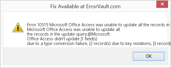 Microsoft Office Access에서 업데이트 쿼리의 모든 레코드를 업데이트할 수 없습니다. 수정(오류 오류 10515)
