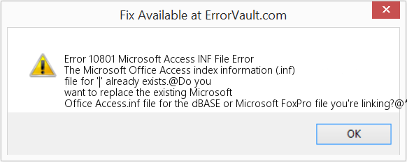 Microsoft Access INF 파일 오류 수정(오류 오류 10801)