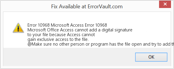 Microsoft 액세스 오류 10968 수정(오류 오류 10968)