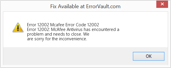 다운로드 오류 <?php echo $number; ?> (Mcafee 오류 코드 12002) 복구 도구 Mcafee 오류 코드 12002 수정(오류 오류 12002)