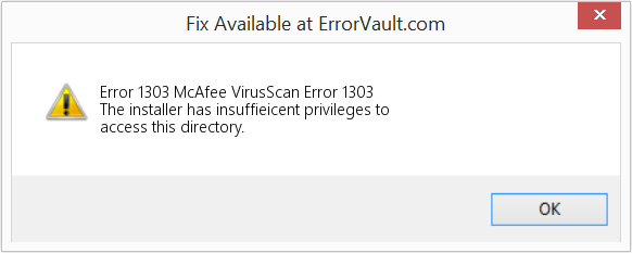 McAfee VirusScan 오류 1303 수정(오류 오류 1303)