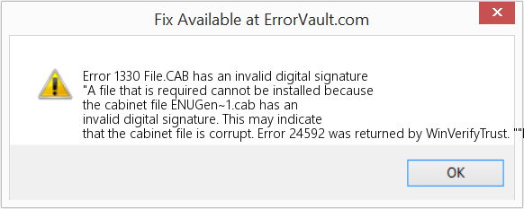 File.CAB에 잘못된 디지털 서명이 있습니다. 수정(오류 오류 1330)