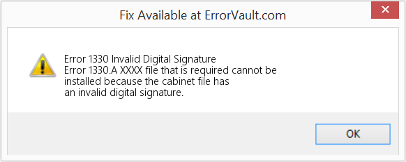 잘못된 디지털 서명 수정(오류 오류 1330)