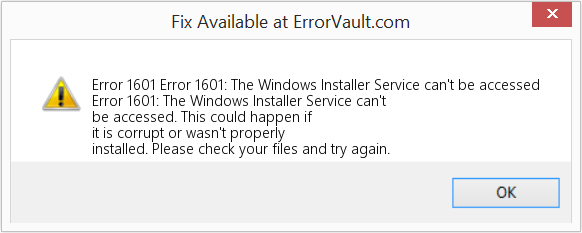 오류 1601: Windows Installer 서비스에 액세스할 수 없습니다. 수정(오류 오류 1601)