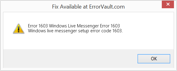 Windows Live 메신저 오류 1603 수정(오류 오류 1603)