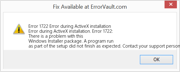 ActiveX 설치 중 오류 수정(오류 오류 1722)