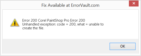 Corel PaintShop Pro 오류 200 수정(오류 오류 200)