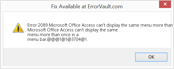 Microsoft Office Access는 메뉴 모음에 동일한 메뉴를 두 번 이상 표시할 수 없습니다. 수정(오류 오류 2089)