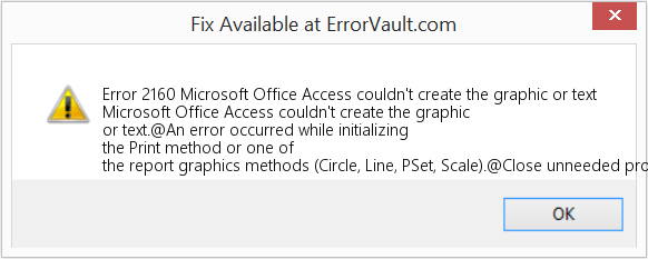 Microsoft Office Access에서 그래픽이나 텍스트를 만들 수 없습니다. 수정(오류 오류 2160)