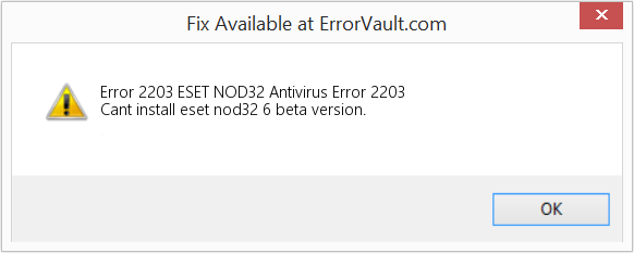 ESET NOD32 바이러스 백신 오류 2203 수정(오류 오류 2203)