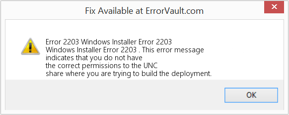 Windows 설치 프로그램 오류 2203 수정(오류 오류 2203)