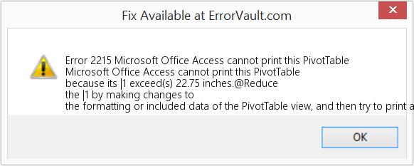 다운로드 오류 <?php echo $number; ?> (Microsoft Office Access에서 이 피벗 테이블을 인쇄할 수 없습니다.) 복구 도구 Microsoft Office Access에서 이 피벗 테이블을 인쇄할 수 없습니다. 수정(오류 오류 2215)