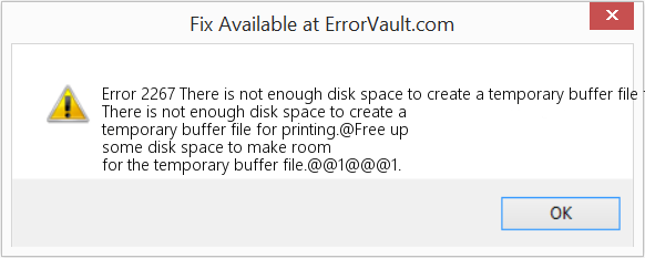 인쇄용 임시 버퍼 파일을 생성할 디스크 공간이 충분하지 않습니다. 수정(오류 오류 2267)