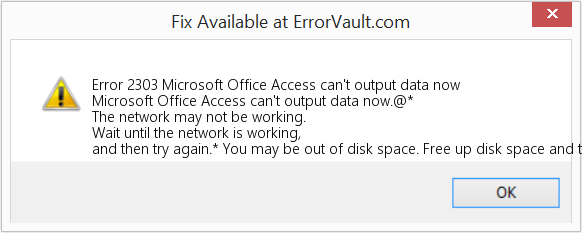 Microsoft Office Access에서 지금 데이터를 출력할 수 없습니다. 수정(오류 오류 2303)