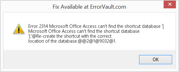 Microsoft Office Access에서 바로 가기 데이터베이스 '| 수정(오류 오류 2314)