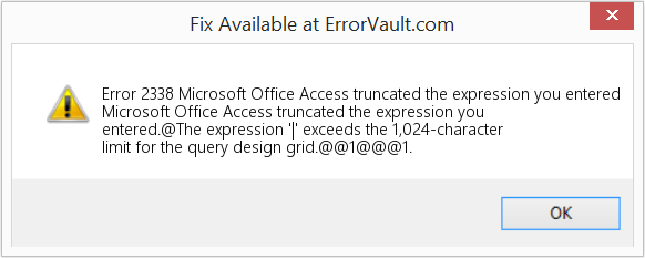 Microsoft Office Access에서 입력한 식이 잘렸습니다. 수정(오류 오류 2338)