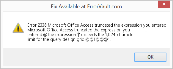 다운로드 오류 <?php echo $number; ?> (Microsoft Office Access에서 입력한 식이 잘렸습니다.) 복구 도구 Microsoft Office Access에서 입력한 식이 잘렸습니다. 수정(오류 오류 2338)