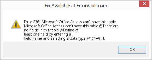 다운로드 오류 <?php echo $number; ?> (Microsoft Office Access에서 이 테이블을 저장할 수 없습니다.) 복구 도구 Microsoft Office Access에서 이 테이블을 저장할 수 없습니다. 수정(오류 오류 2361)