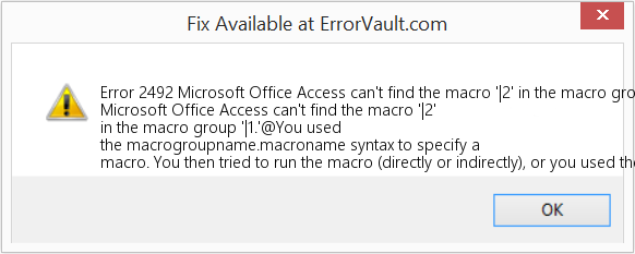 Microsoft Office Access에서 매크로 그룹 '|1'에서 매크로 '|2'를 찾을 수 없습니다. 수정(오류 오류 2492)