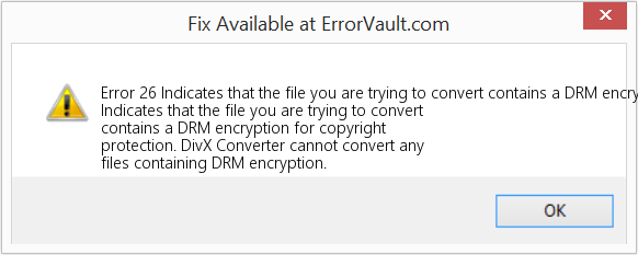 변환하려는 파일에 저작권 보호를 위한 DRM 암호화가 포함되어 있음을 나타냅니다. 수정(오류 오류 26)