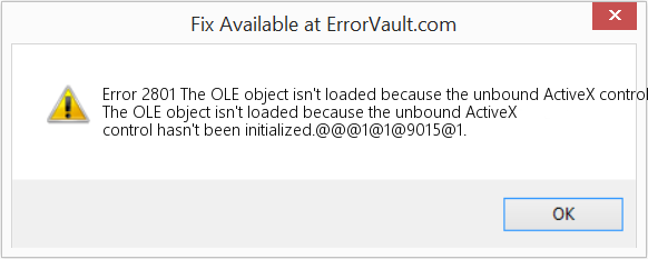 바인딩되지 않은 ActiveX 컨트롤이 초기화되지 않았기 때문에 OLE 개체가 로드되지 않습니다. 수정(오류 오류 2801)