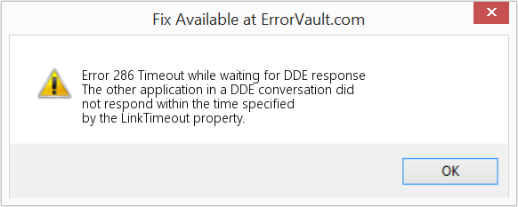 DDE 응답을 기다리는 동안 시간 초과 수정(오류 오류 286)
