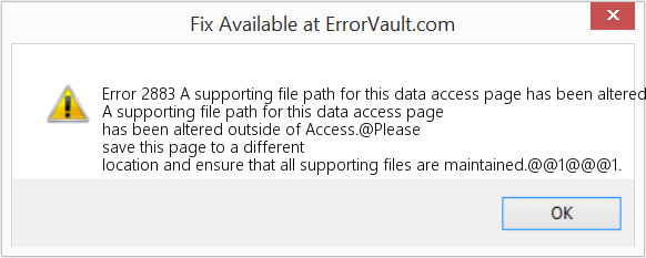 이 데이터 액세스 페이지에 대한 지원 파일 경로가 Access 외부에서 변경되었습니다. 수정(오류 오류 2883)